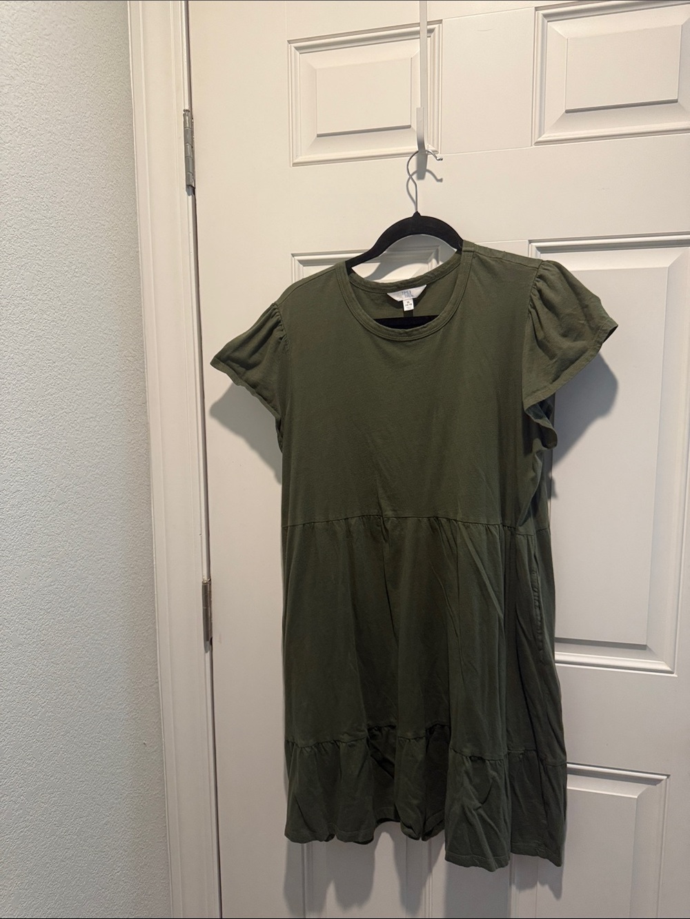 Time and Tru Olive Green Short Sleeve Mini Dress